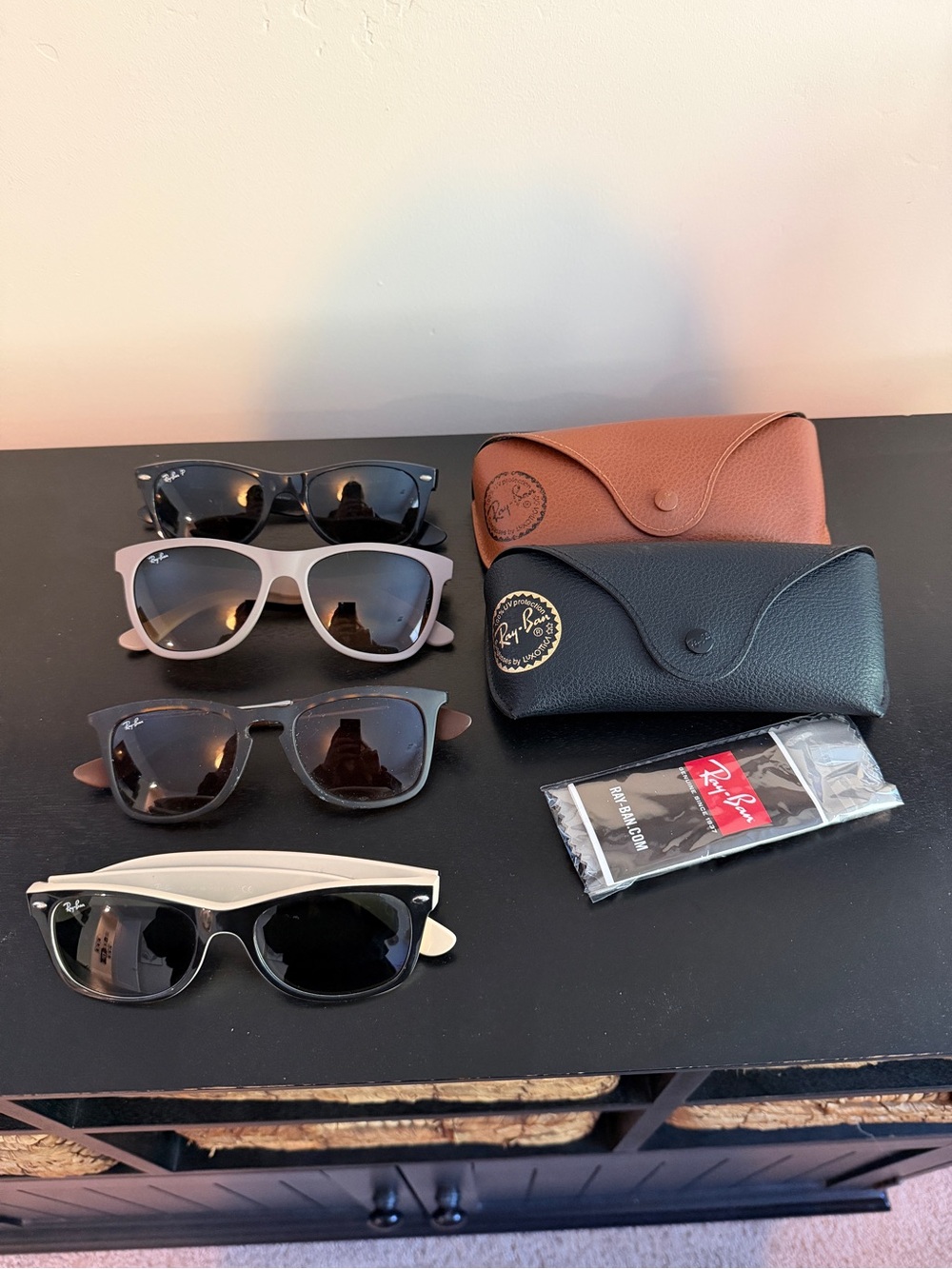 Ray-Ban Sunglasses-4 Piece Bundle-4 Pairs (1 Polarized) + 2 Cases/Cleaning Kit